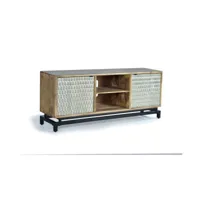 meuble tv bois, fer marron 165x40x70cm - bois-fer - décoration d'autrefois