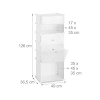 meuble armoire étagère à chaussures avec 6 casiers 126 cm plastique blanc helloshop26 13_0001636