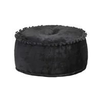pouf rond velours 40 x 20 cm anthracite 287565