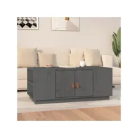 table basse table de salon  bout de canapé gris 100x50x41 cm bois massif de pin meuble pro frco56858
