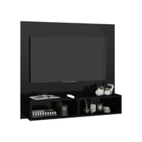 meuble tv mural noir brillant 102x23,5x90 cm
