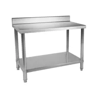 table de travail professionnelle acier inox pieds ajustable avec rebord 100 x 70 cm helloshop26 3614082