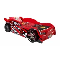 lit voiture de course 90x200 cm bois rouge spider- scns200r