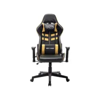 fauteuil gamer - chaise gaming - chaise de bureau ergonomique noir et doré cuir artificiel pwfn61417
