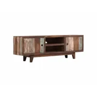 meuble télé buffet tv télévision design pratique bois d'acacia massif vintage 118 cm helloshop26 2502129