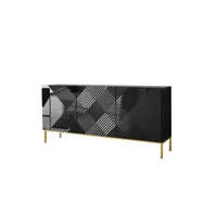 celeste - buffet bas - 160 cm - style contemporain - best mobilier - noir et doré