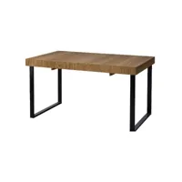 table extensible en bois de chêne miel et acier noir mazora 160 à 220 cm