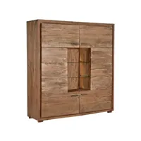 armoire de rangement en bois d'acacia coloris marron - longueur 145 x profondeur 40 x hauteur 153 cm