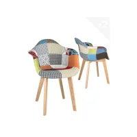 lot de 2 fauteuils tissu patchwork scandinave lima (patchwork) lima