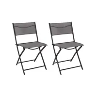 chaise de jardin pliable en acier elba (lot de 2) gris