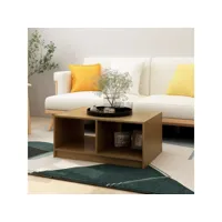 table basse table de salon  bout de canapé marron miel 75x50x33,5 cm bois de pin massif meuble pro frco17677