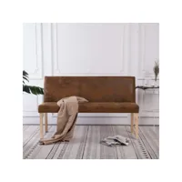 banc 139,5 cm  banc de jardin banc de table de séjour marron similicuir daim meuble pro frco70524