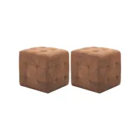 2 pièces tables de chevet marron 30x30x30 cm similicuir daim