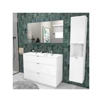 meuble sous-vasque marbella 120 cm + vasque + miroir + colonne