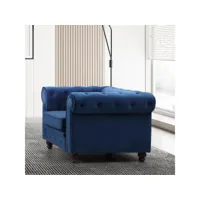 grand fauteuil chesterfield velours bleu