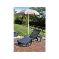 bains de soleil milano, chaise longue de jardin réglable avec accoudoirs, chaise longue d'extérieur, 100% made in italy, 192x71h100 cm, anthracite 8052773494922