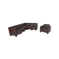modular sofa-system ensemble de canapés lyon 6-1, similicuir ~ rouge-brun