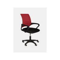 chaise de bureau à roulettes, chaise relevable avec accoudoirs, chaise en tissu rembourré avec dossier en résille, cm 62x50h84 93, couleur noir et rouge 8052773595889