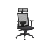 fauteuil de bureau chaise de bureau en toile siège ergonomique pivotant à 360° support lombaire réglable appui-tête accoudoirs inclinaison du dossier jusqu’à 120° noir helloshop26 12_0001412