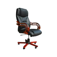 fauteuil de bureau chaise siège noir ergonomique luxe classique bois helloshop26 0502002par2