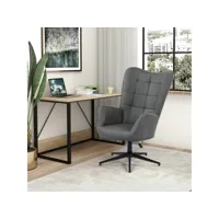 fauteuil scandinave chaise pivotant pour bureau salon chambre avec un revêtement en tissu des accoudoirs rembourés, métal, gris, 70*80*100cm