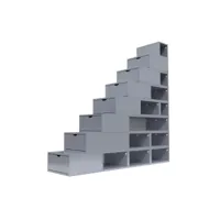 escalier cube de rangement hauteur 200 cm  gris aluminium esc200-ga