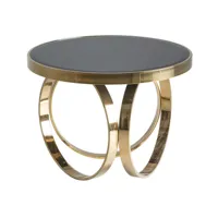 table basse art déco miroir noir et pieds métal doré nitia