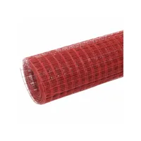clôture paravent de jardin, grillage acier avec revêtement en pvc 25x1 m rouge oce45494 meuble pro