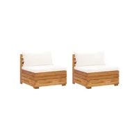 canapé fixe 2 places de jardin  sofa banquette de jardin avec coussins bois d'acacia massif meuble pro frco49997