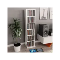 armoire à cd blanc brillant 21x20x88 cm bois d'ingénierie