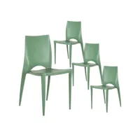 rofa - lot de 4 chaises empilables polypropylène vert