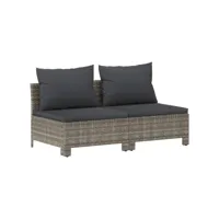 canapé de jardin meuble extérieur 2 places avec coussins gris résine tressée helloshop26 02_0013219