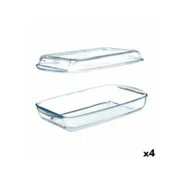 plateau avec couvercle borcam transparent verre borosilicaté 1,9 l (4 unités)