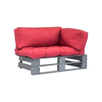 canapé de jardin palette  sofa banquette de jardin avec coussins rouge pinède meuble pro frco64033