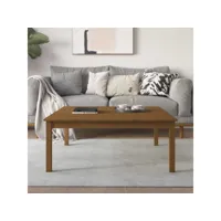 table basse table de salon  bout de canapé marron miel 100x100x40 cm bois massif de pin meuble pro frco82061