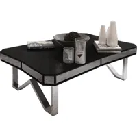 table basse design plateau en noir laqué avec contour miroir fumé et piètement en acier chromé argenté 130x80cm collection lexus viv-97510 lexus