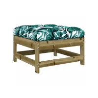 repose-pied de jardin, tabouret pouf, tabouret bas avec coussin bois de pin imprégné lqf31286 meuble pro