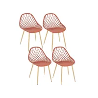 lot de 4 chaises d'extérieur malaga en polypropylène - terracotta