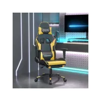fauteuil gamer de massage chaise de bureau - fauteuil de jeu et repose-pied noir doré similicuir meuble pro frco50941