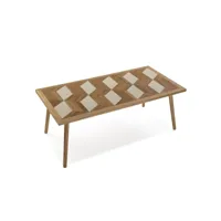 versa chess table basse decoration salon table salon moderne table basse design, dimensions (h x l x l) 46 x 60 x 120 cm, bois, couleur marron 21080138