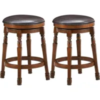 giantex 2 tabourets de bar, chaise de bar pivotant à 360° avec siège en cuir pu rembourré, repose-pieds et cadre en bois d'hévéa
