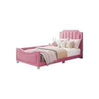 lit cabane lit d'enfant lit capitonné lit 90 x 200 cm canapé-lit avec dossier lit d'appoint rose