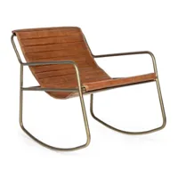 fauteuil à bascule en cuir marron karima