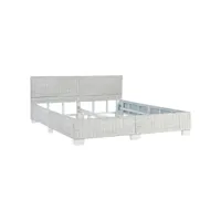 lit double, lit adulte confort, cadre de lit gris rotin naturel 160 x 200 cm qwe7530 meuble pro