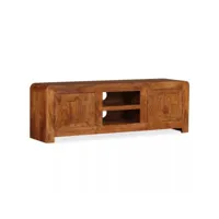 meuble télé buffet tv télévision design pratique bois massif avec finition en sesham 120 cm helloshop26 2502164