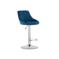 kasel - tabouret de bar style moderne tissu velouté - 45.5x49x85 cm - chaise de bar pivotante - bleu