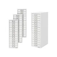 set de 4 armoire à dossiers avec 15 tiroirs en métal blanc classeur documents 490013999