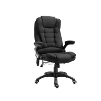 fauteuil de bureau direction massant chauffant hauteur réglable dossier inclinable toile de lin noir