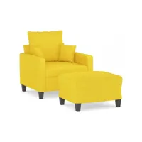 fauteuil avec repose-pied, fauteuil de relaxation, chaise de salon jaune clair 60 cm tissu fvbb20848 meuble pro