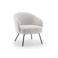 calabra - fauteuil lounge en tissu bouclette - couleur - ecru